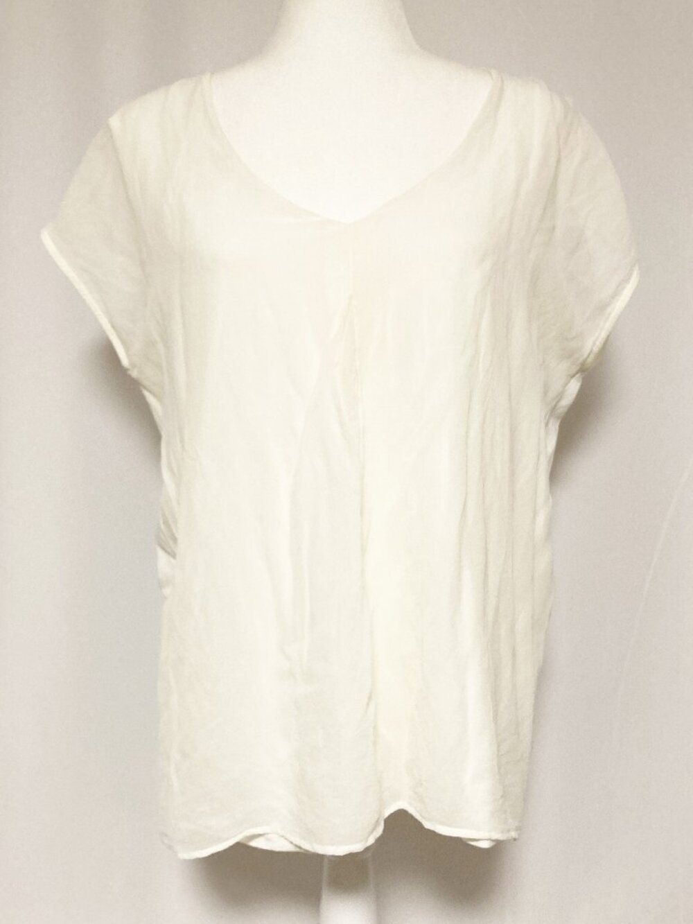 Sundance V-Neck Layered Silk Cotton Modal Tee Shirt Size L